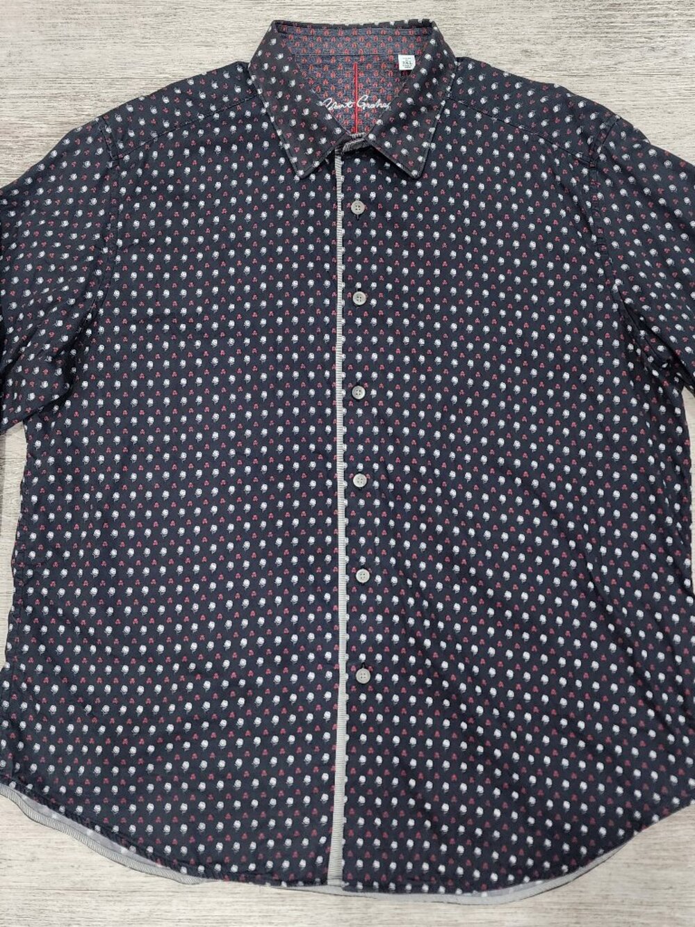 Robert Graham Flip Cuff Long Sleeve Shirt Men's Size 2XL Classic Fit AOP Roses